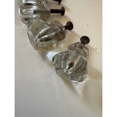 Vintage Clear Glass Hexagon Drawer Pulls Set of 5 Antique Cabinet Knobs 1 Inch