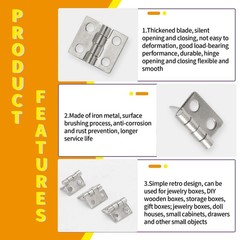 50 Pcs Mini Hinges, 10 x 8 mm Silvery White Butt 10 x 8mm, Silver(50pcs)