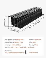 Undermount Heavy Duty Drawer Slides, 16 24 32 40 Inch 260 Lb Load Capacity Full.