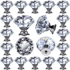 26 pcs Glass Cabinet Knobs Crystal Drawer Pulls Clear 30 mm Diamond for Kitchen