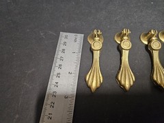 Set of 6 European Antique Gold Drawer Drop Pull Cabinets Small Ornate