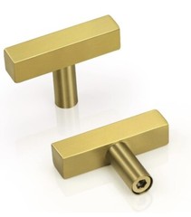 5 Pack Brushed Brass Drawer Pulls Knobs Single Hole.NIP