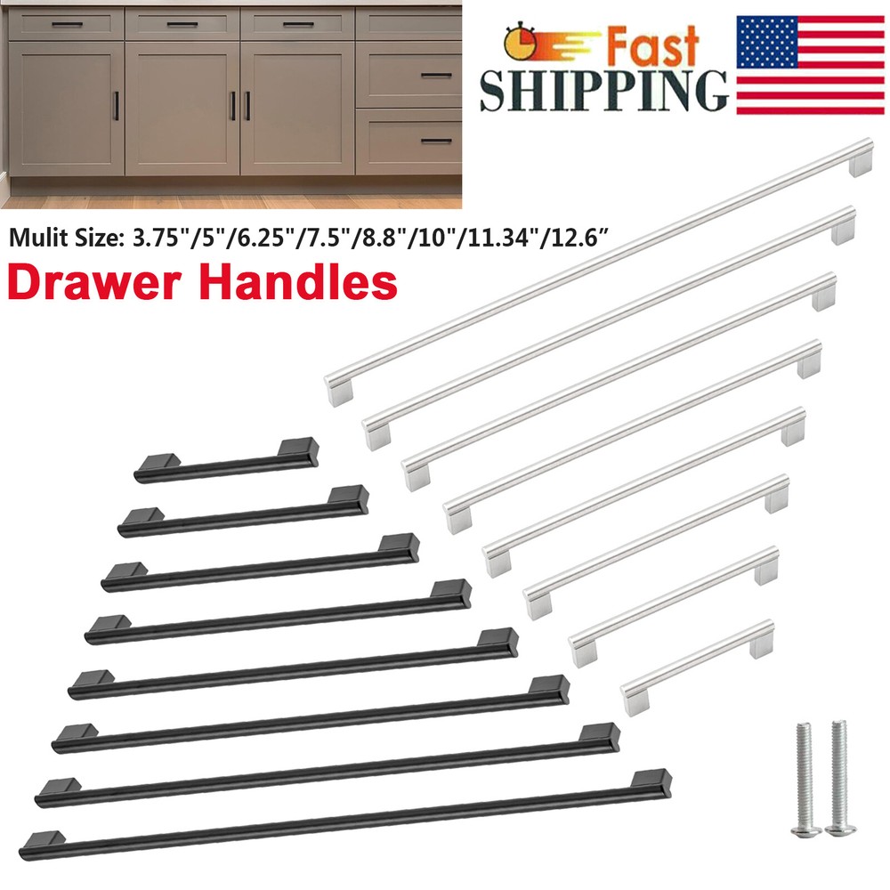 Stainless Steel Kitchen Cabinet Handles Black Nickel Cupboard Drawer Pulls Bars
