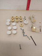 Vintage Porcelain Cabinet Knob & Hardware Lot White Speckled Belwith Pulls