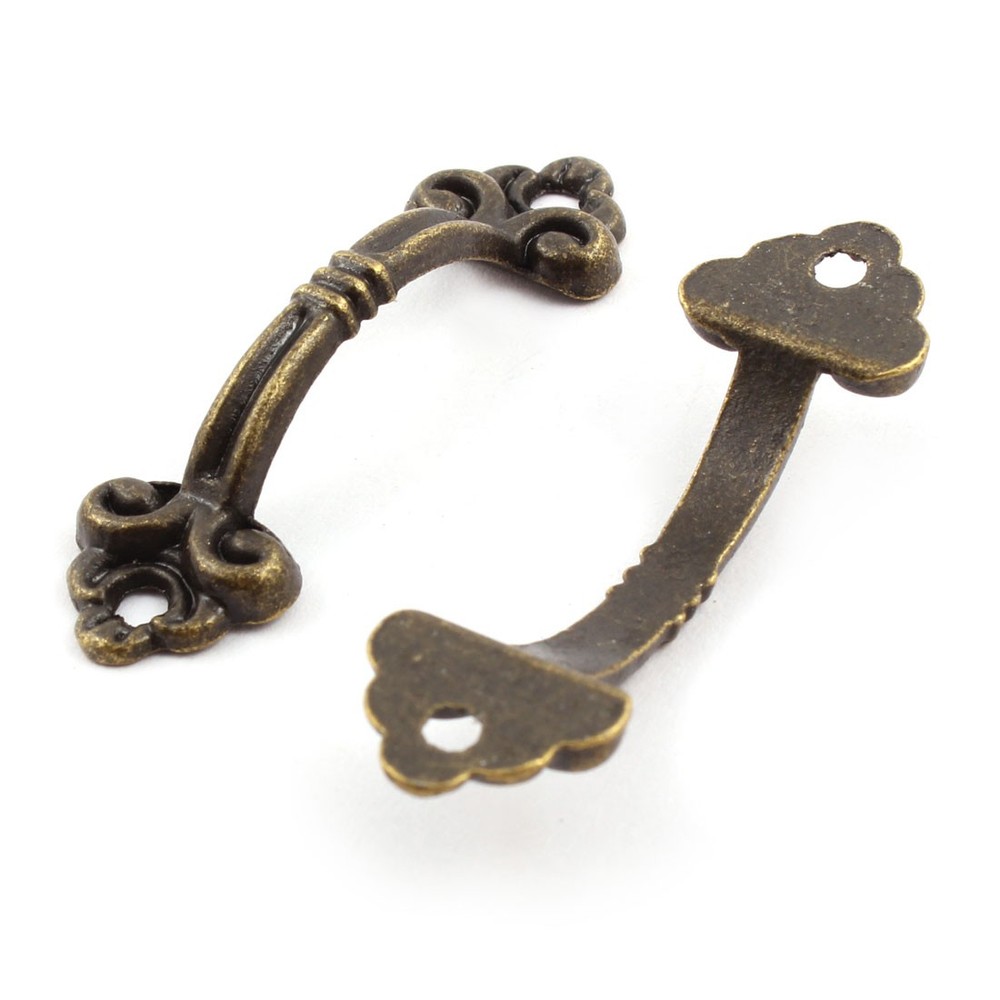 Home Metal Door Arch Shape Decorative Box Pull Handle Bronze Tone 2 Pcs