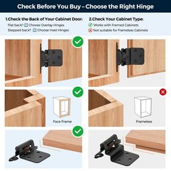 20 Pack 1/2 inch Overlay Cabinet Hinges Self-Closing Face Mount Matte Black