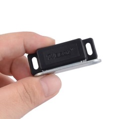 Household Plastic Cabinet Door Stopper Holder Magnetic Catch Latch Black 2pcs