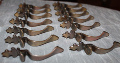 Vintage Metal Lot of 14 Thumb Grip Cabinet Pull Handles Salvaged