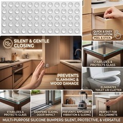 100 Pcs Self-Adhesive Cabinet Door Bumpers, Clear Sound Dampening Rubber US