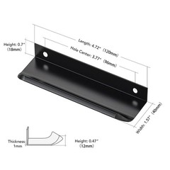 20 Pack Black Cabinet Handles 4.75 Inch 120mm Finger Edge Pulls 3.75 Inch Hol…