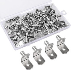 50 Shelf Pegs Pins, 1/4 Inch L-Shaped Nickel Plated Shelf Supports