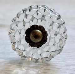 Clear Faceted Textured Glass Antique Vintage Cabinet Knob Bathroom Kitchen Pull
