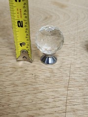2 Crystal Diamond Cut Glass Faceted Round Knobs for Drawer Cabinet Cupboard Door