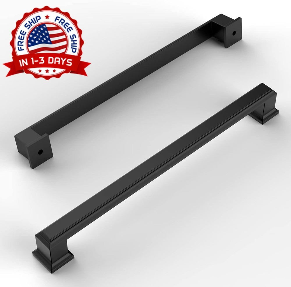 Seis tiradores para gabinete negro mate de 11.3 pulgadas para cocina y muebles