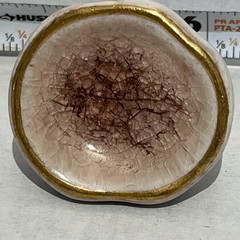 White Ceramic Crackled Glazed Center Concave Gold Rim Crater Cupboard Door Knob