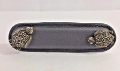 Vicenza Designs K1174 Pollina Turtle 3in Leather Pull Black Antique Brass $87