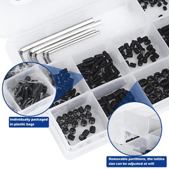 1000Pcs Metric + SAE Set Screw Assortment Kit, Internal Hex Drive Cup-Point Alle