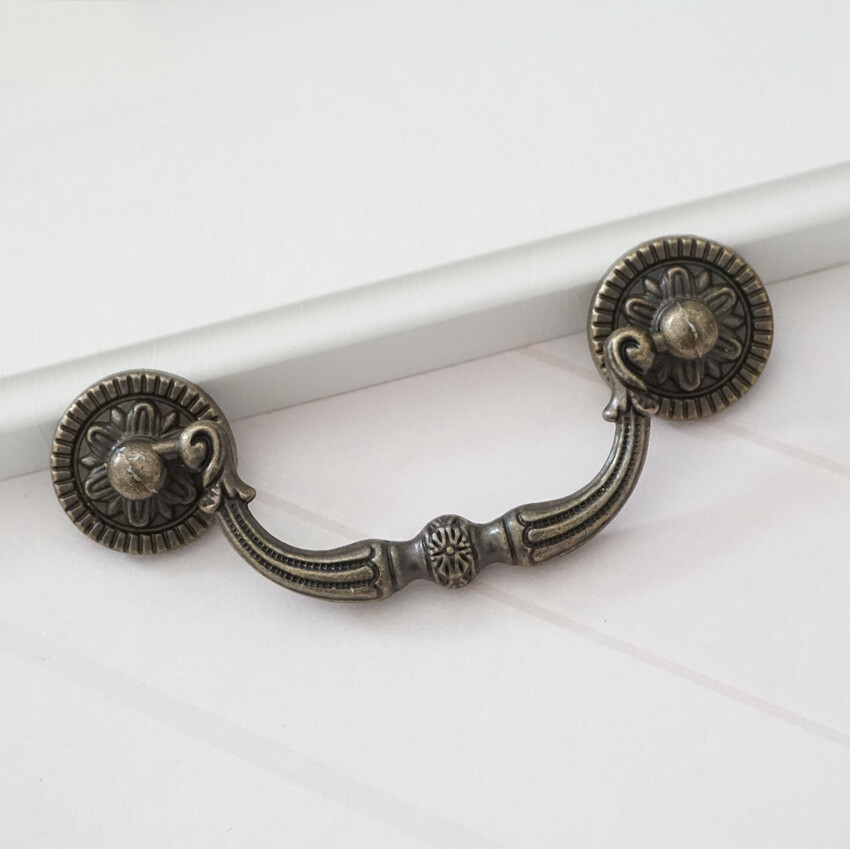 (3″ Hole to Hole) Drop Bail Dresser Pull Handle Drawer Pulls Antique Bronze