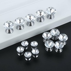 5pcs Crystal Glass Door Knob Cabinet Pull Handles for Furniture Jewelry Box