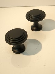 (-Pk) Koofizo Stepped Round Cabinet Knob Black Pull Handle 1.1″ Diameter New