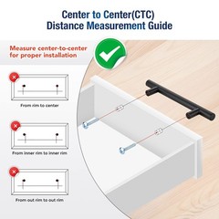 30 Pack 5 Inch Cabinet Pulls, 3 76mm Hole Center, Matte Black, Steel, Drawer