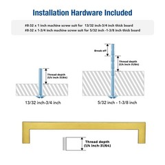 JOY DECOR 6 Pack Cabinet Handles, Gold 7-1/2 in Hole Center,