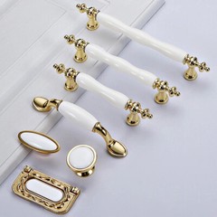2.5″ 3.78″ 5″ 6.3“ Shiny Gold White Dresser Knobs Drawer Pulls Cabinet Knobs