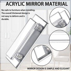 Weysat 2 Pcs Mirror Closet Door Pulls Handle Adhesive Self Stick Acrylic Drawer