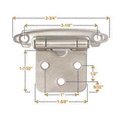 Cabinet Hinges Brushed Nickel for Kitchen Cabinets Doors (25 Pair -50 Pcs) -1/2″
