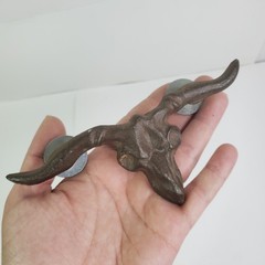 Cast Iron Longhorn Steer Skull Drawer Pull Cabinet Handle Rustic Western Decor