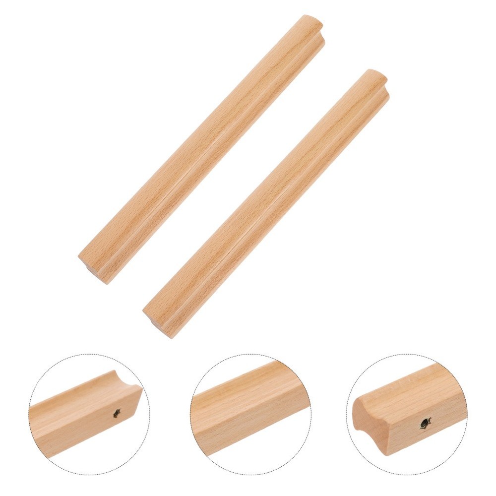 2Pcs Reusable Wooden Drawer Handles Khaki Wood Pulls for Kitchen Cabinets