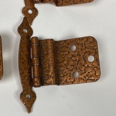 Vintage Ajax Cabinet Door Hinges with Screws Hammered Copper Finish Lot of 6