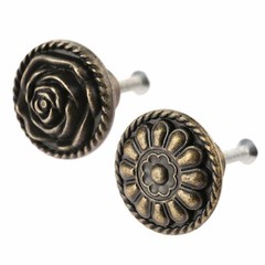 Rose Flower Handle Round Pull Knobs Drawer Cabinet Closet Door Stylist 31.5mm