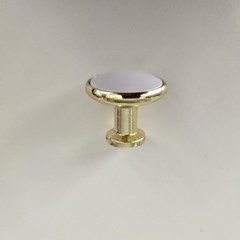 Pack of 10 -Amerock BP95130B 1-3/16 in (30 mm) White/Polished Brass Cabinet Knob