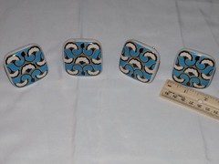 Set of 4 Art Nouveau Design 2″ Ceramic Drawer Cabinet Pulls Knobs Blue