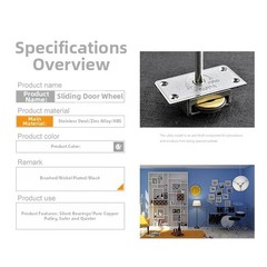 Black Plastic and Stainless Steel Sliding Door Wheel for Wardrobe YD320 Silent