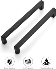 60 Pack Matte Black Cabinet Handles – 7.5″ Square Pulls for Kitchen & Drawers