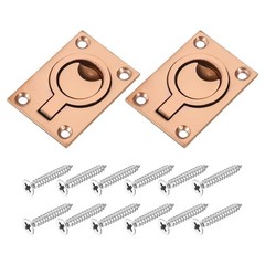 2Pcs Flush Ring Pull 2.48″x1.73″ Square Recessed Door Pull with Screws Bronze