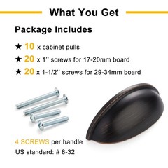BEROSSA 10 Pack 3 Inch Oil Rubbed 3 In Hole Distance, Bronze