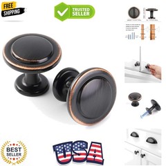 Round Cabinet Knobs Oil Rubbed Bronze Cabinet Pulls, Dia. 1-1/4 Inch, 10 Pack…