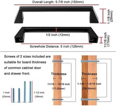 Stepped Cabinet Pull, 10-Pack Black Furniture Handle, 5 Inch Hole Centers