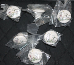 Lot of 6 VTG Porcelain Painted 1.5″ Round Painted Cabinet Knobs “SHEEP” NOS!!!