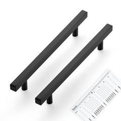 10 PCS 6.25 Center Matte Black Cabinet Pulls, 8.8 OAL, Mounting Template