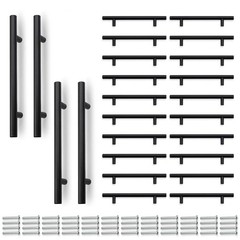 24 Pcs 8 Inch (5 Inch Hole Center) Matte Black Cabnet Pulls Kitchen Cabinet H…