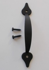 2 Black Smooth Spear Drawer Pulls Acorn Forged Iron 5 1/8″ x 7/8″ Handles NOS