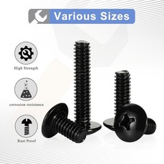 M6-1.0 x 25mm Truss Head Machine Screws – Durable Black Stainless Steel, 25 pcs