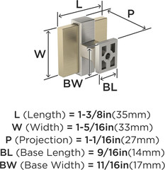Overton 1-3/8 inch (35mm) Length Golden Champagne/Satin Nickel Cabinet Knob, BP3