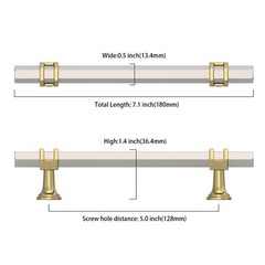 Asidrama 10 Pack 5 Inch(128mm) Brushed Satin 5″ Hole Center, Nickel-Gold