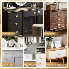4 pcs Gold Heart Drawer Knobs Cute Furniture Cabinet Dresser Handle Knobs for…