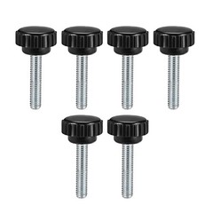 6pcs M6x25mm Male Thread Round Knurled Clamping Knobs Grip Thumb Screw on Type